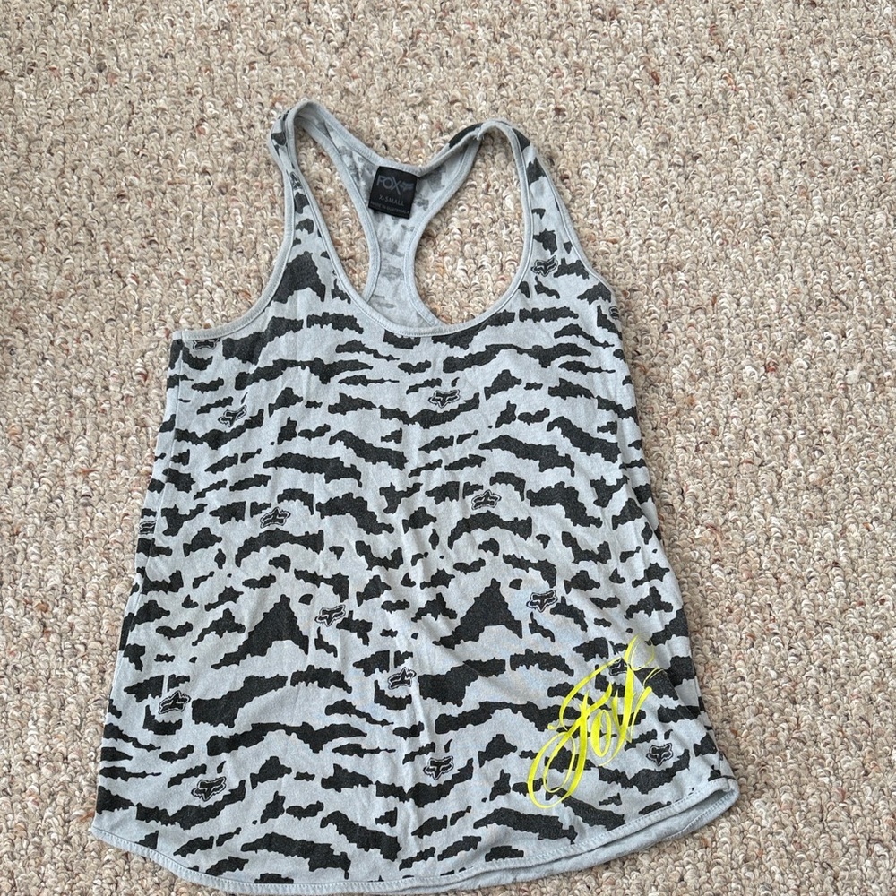 Fox Gray and Black V-Neck Top